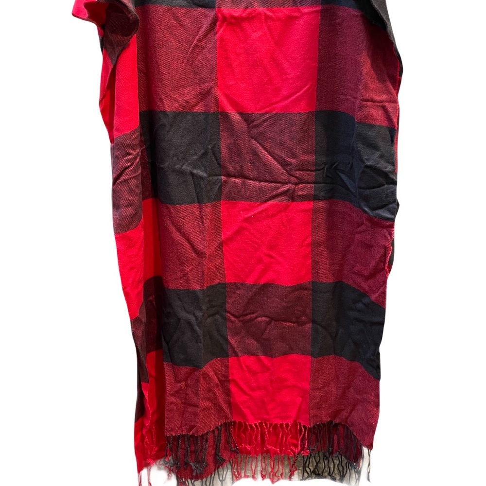 ❤️ GAP RED BUFFALO PLAID FRINGE SCARF NEW